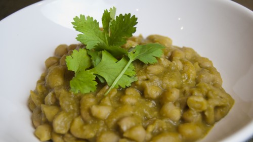 Canari bean a la cilantro sauce