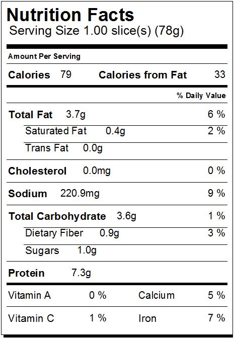 Garlic Roasted Miso Tofu nutrition facts