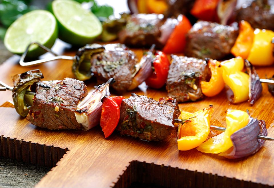 beef and veggie skewers