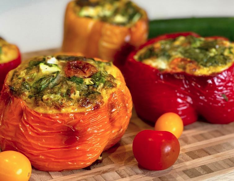 Primavera Egg stuffed bell peppers