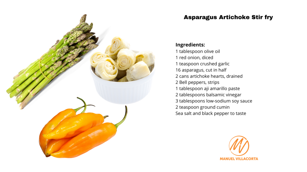 asparagus artichoke stirfry recipe card
