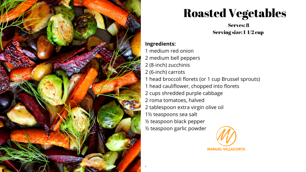roasted vegetables recipe card