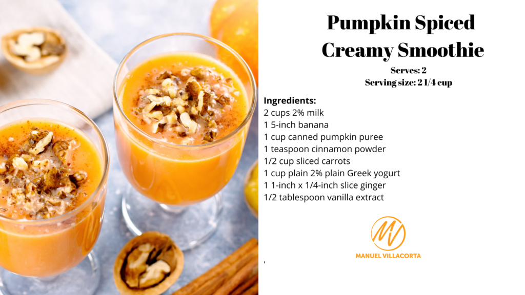 pumpkin spice smoothie recipe card