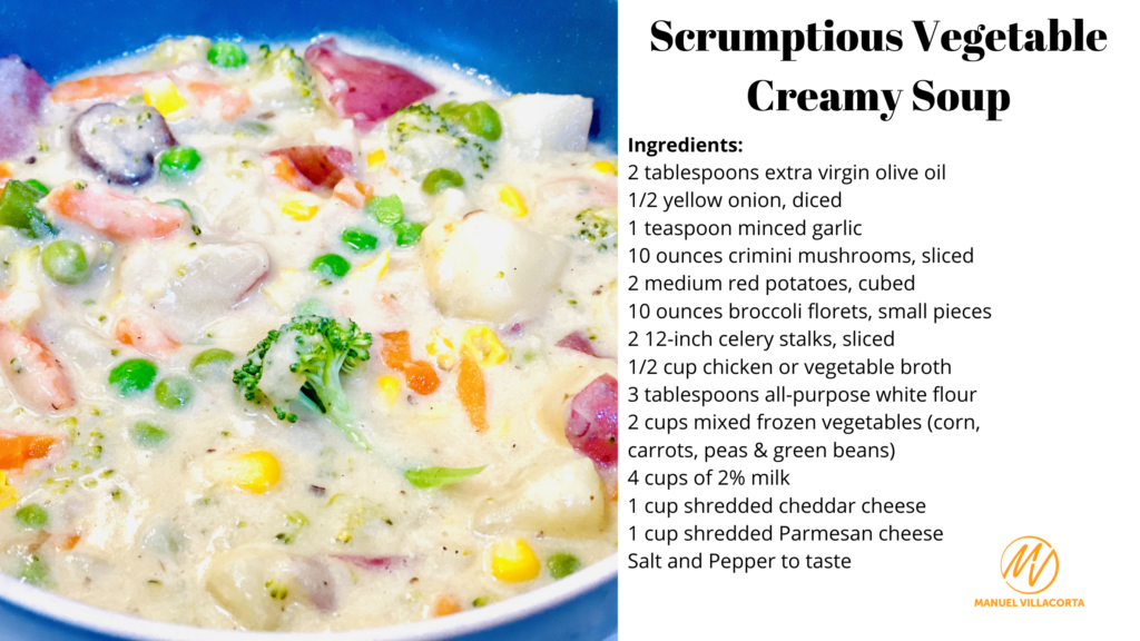 vegetable creamy soup recipe card