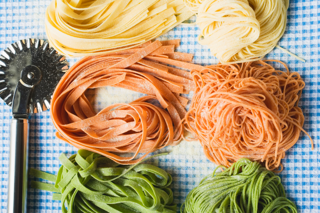 different colored protein pasta