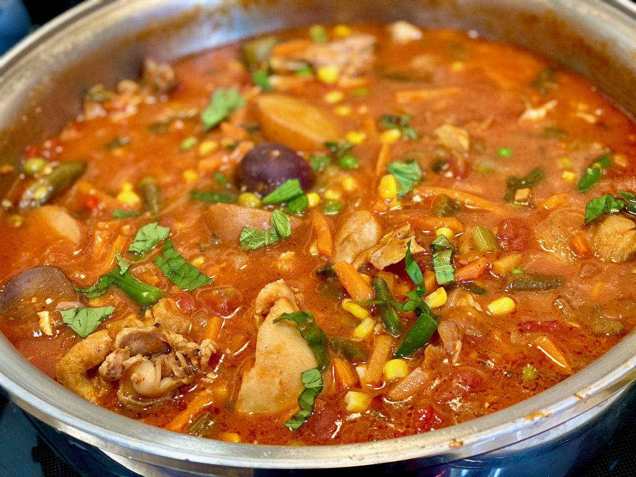 Peruvian-Style Chicken Vegetable Stew with Tomatoes & Mini Potatoes