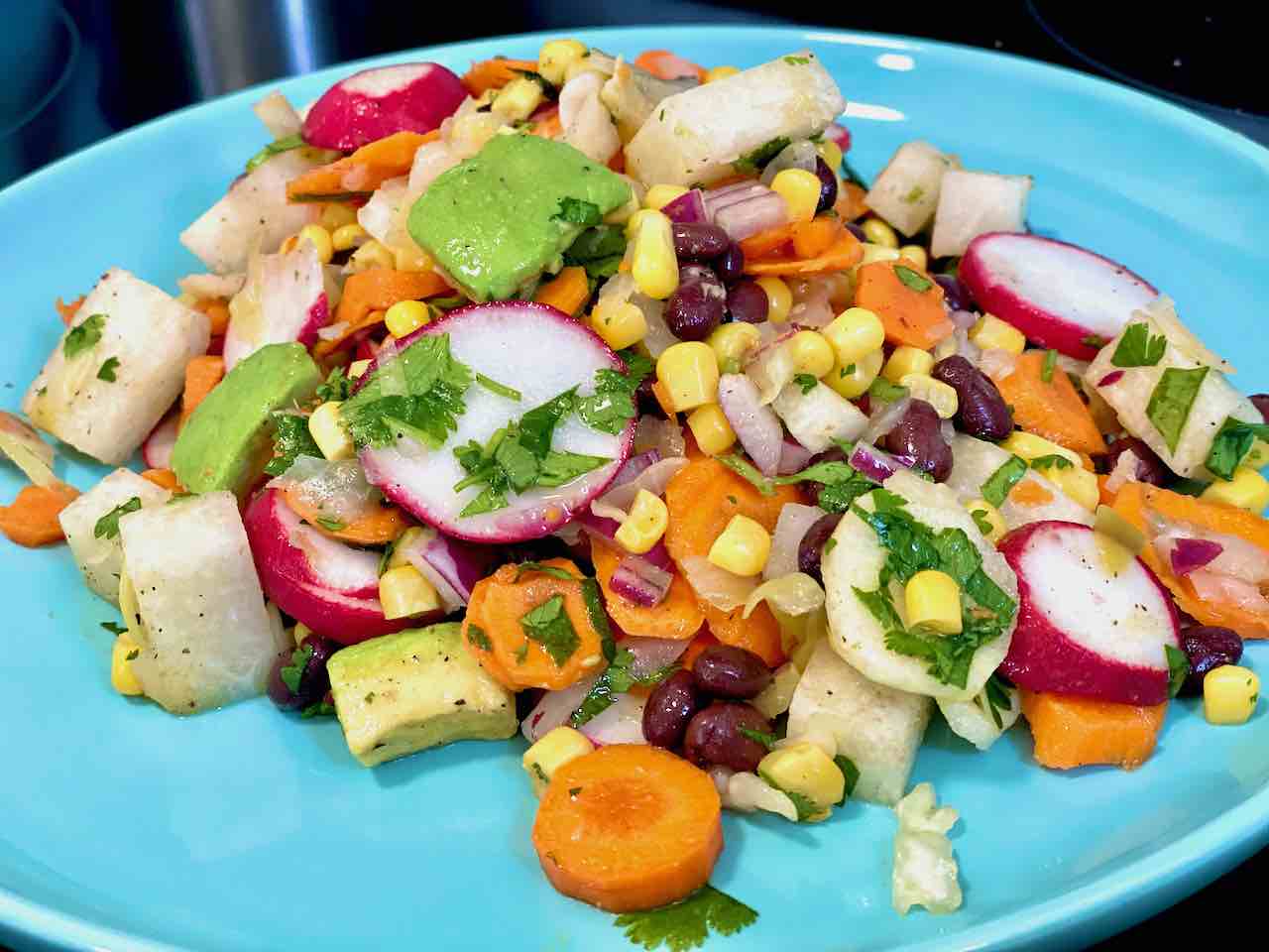 prebiotic and probiotic bean and veggie salad