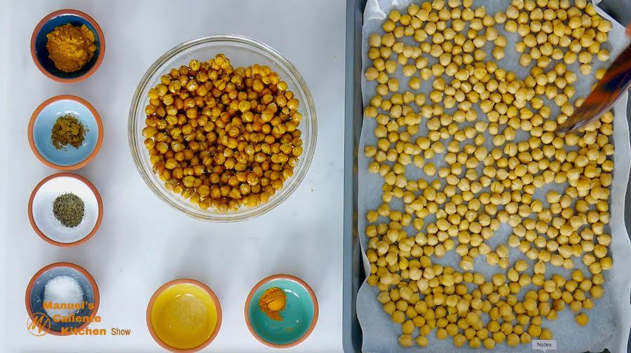 crispy spiced turmeric air fryer chickpeas