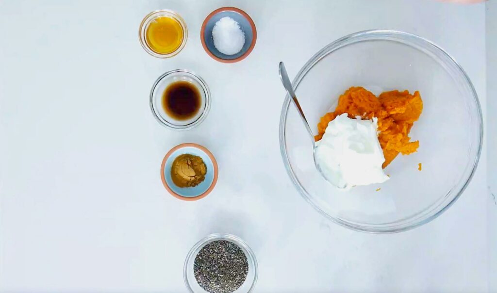 ingredients for high protein pumpkin chia seed pudding