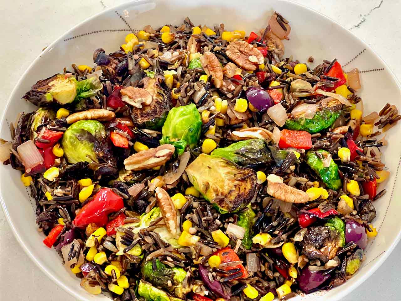 wild rice with roasted and satueed veggie medley