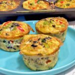 red bell pepper, and black rice broccoli egg muffins