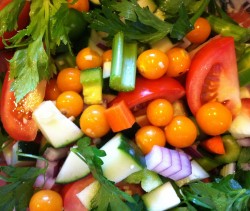 ingredients for herbed pichuberry superfood gazpacho