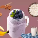 blueberry cottage cheese smoothie image with all ingredients