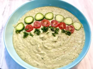 Creamy Cucumber Avocado Gazpacho with Greek Yogurt