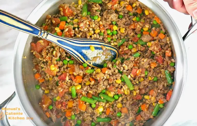 Beef picadillo with farro