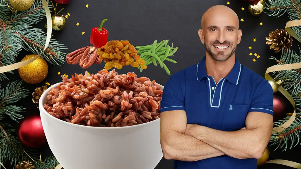 Red Rice Bowl with Veggies & Pecans (Great Holiday Side Dish!)