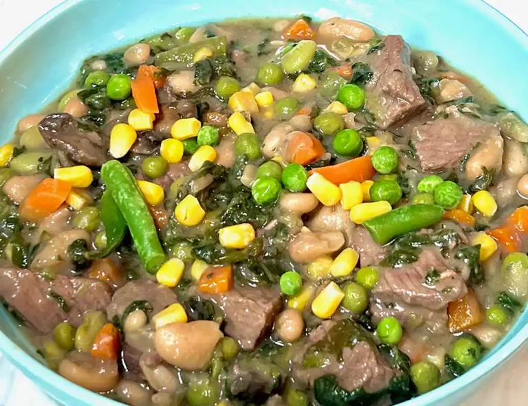 Instant pot white bean soup with veggie and steak