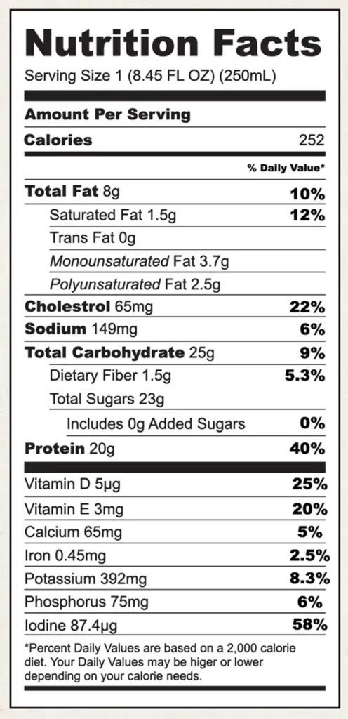 Nutrition facts of eo3