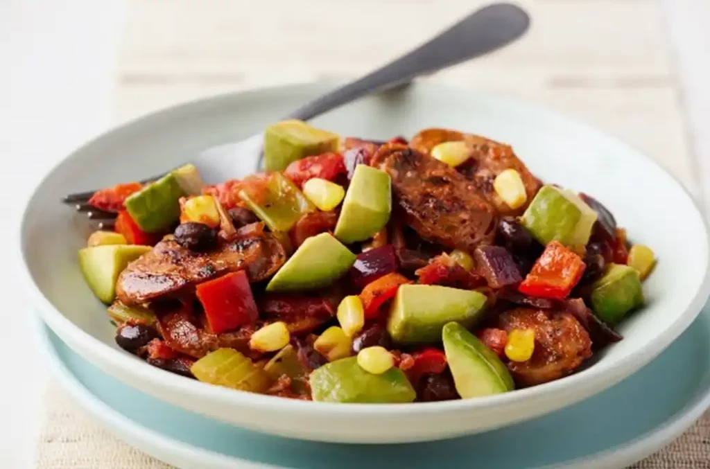 Warm Chicken Sausage, Veggies and California Avocado