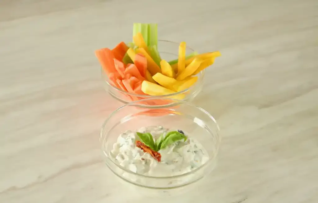 Sun-Dried Tomato Basil Greek Yogurt Veggie Dip recipe