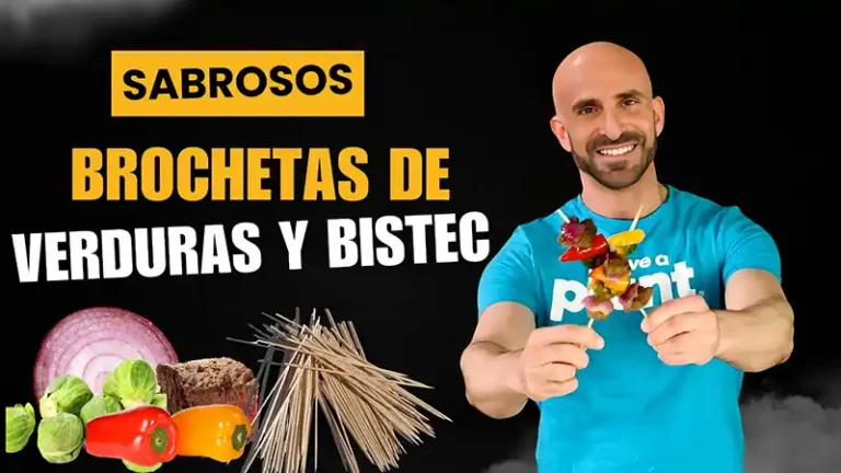 sabrosos brochetas de verduras y bistec