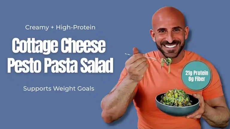 Cottage cheese pesto pasta salad
