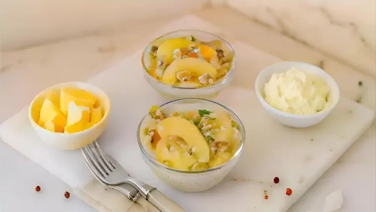 peach and pear protein pudding