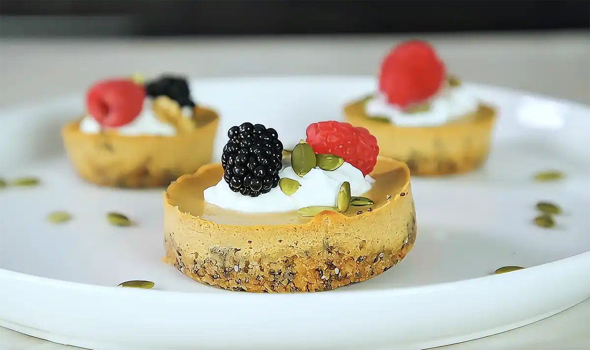 High protein mini pumpkin cheesecakes