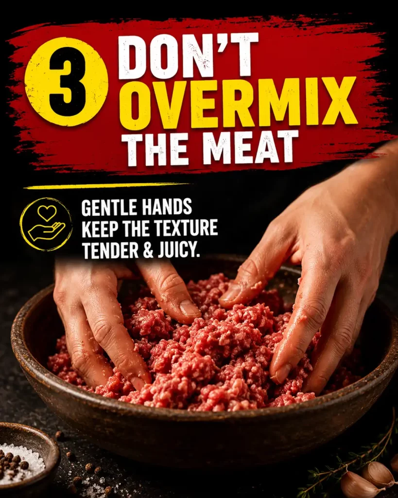 3 dont overmix the meat burger tip