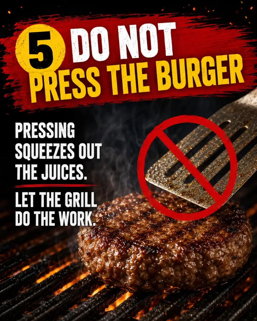 5 do not press the burger tips